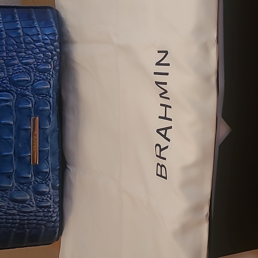 Brahmin Metallic Cobalt Croc-Embossed Crossbody Bag - Picture 4 of 8